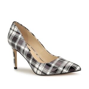 Nine West Ezra Pointy Toe Pump Heel-Black & White Plaid-Size 9.5-Brand New